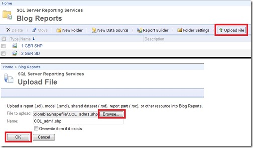 4 Upload shp and dbf to reportserver