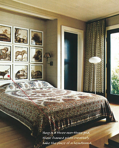 Thom's lake house features a lot of nature-inspired designs, including these animal prints in the bedroom. Thom's lake house features a lot of nature-inspired designs, including these animal prints in the bedroom.