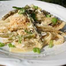 Fettuccine With Asparagus, Lemon, Pine Nuts & Mascarpone