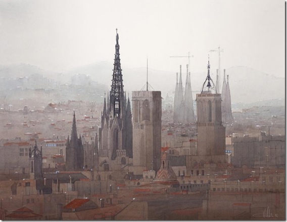 22 Panorama sobre la Catedral de Barcelona 76x 96cm 22 Panorama sobre la Catedral de Barcelona 76x 96cm