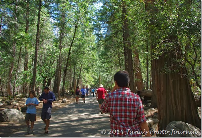 Walking along the Bridalveil Fall Trail Walking along the Bridalveil Fall Trail