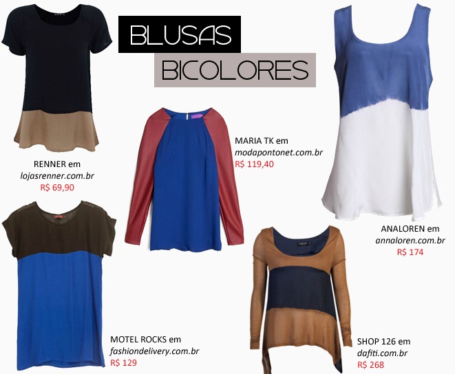 Moda Bicolor nas blusas femininas – Combinação de 2 cores para os looks de verão. Blusas-Bicolores-onde-comprar-moda-feminina