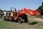 Kubota 4WD tractor unloaded from container ready for use