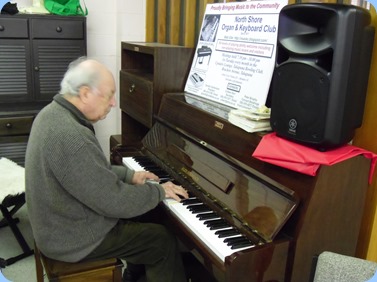 Former President of the North Shore Organ and Keyboard Club, George Watt entertaining the St Annes Club members which he has been doing for each week for 24 years!