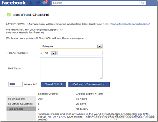 ChatSMS on Facebook 1 ChatSMS on Facebook 1