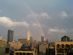 Looking out the window of our offices, you can just barely see the second rainbow to the right of the first. Everyone in the office was running to the windows to check it out!