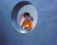 Kai on the Awakening statue at Villanova Kai on the Awakening statue at Villanova