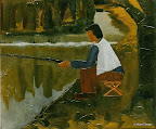 038 - Le Pêcheur au Gilet - 1993<br />
55 x 46 - Acrylique sur toile