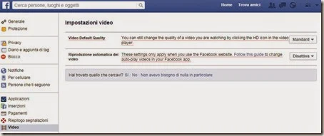 Disattivare funzione autoplay di Facebook