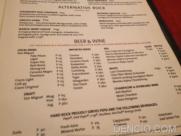 Hard Rock Cafe Makati Menu Prices 05