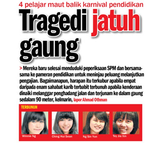 4 Pelajar maut jatuh gaung 4 Pelajar maut jatuh gaung