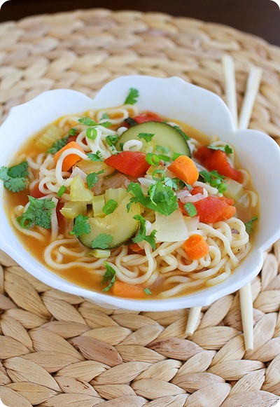 Ramen Vegetable Soup – A scrumptious spin on Ramen in an easy, zesty and belly-warming soup! | thecomfortofcooking.com