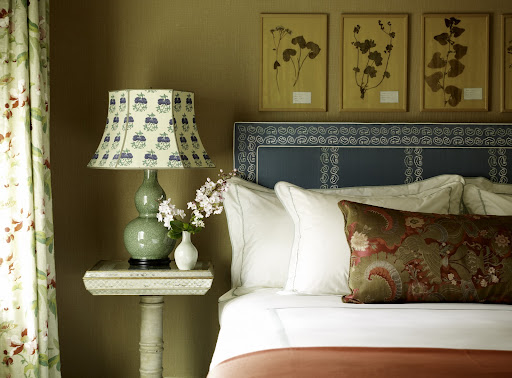 Darker turquoise, such as the shade on this headboard, is a wonderful color for Fall. I love how it works in tandem with the mossy green of that lamp. (www.pinterest.com) Darker turquoise, such as the shade on this headboard, is a wonderful color for Fall. I love how it works in tandem with the mossy green of that lamp. (www.pinterest.com)