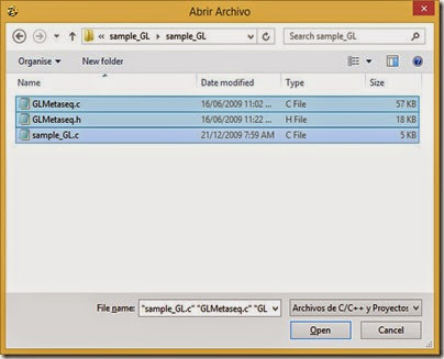 Attach the sample_GL files to the project Attach the sample_GL files to the project