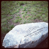 Engraved stone on Mount Sentinel symbolizing Glacial Lake Missoula highest water point of 4,200 feet
