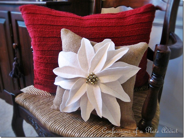 Confessions Of A Plate Addict Pottery Barn Inspired Poinsettia Pillow