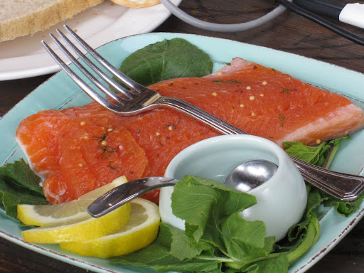 One of Sally James' creation was this smoked salmon with mustard sauce.
