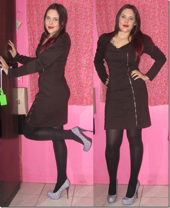 vestido preto e pump lara costa