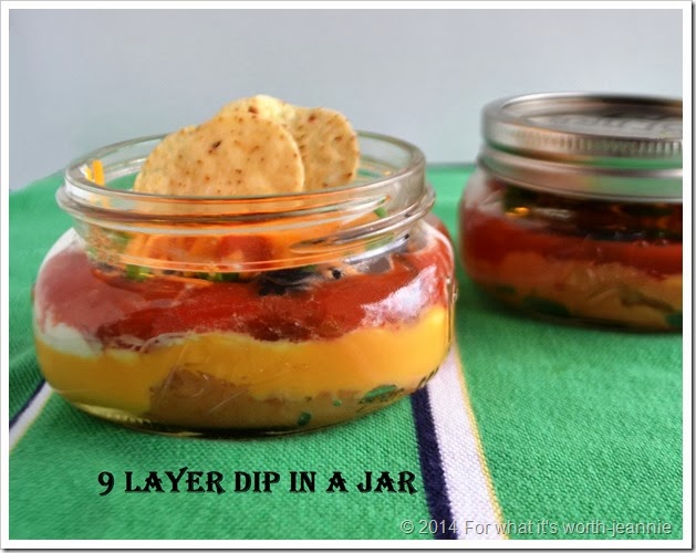 9 layer dip, Single servings in a jar Nine layer dip in a jar