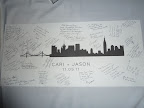 Here you can see the poster that everyone signed. Hello!Lucky took their skyline motif and printed it larger. This will fit great in a classic Ribba frame from IKEA, or it can be matted.