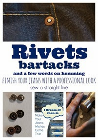 rivets and hemming jeans sew a straight line