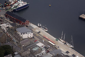 Looking back over Albert Dock in Lerwick, there is us moored alongside. Hope the kettle is on....