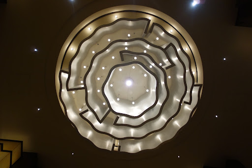 I was transfixed by this modern chandelier every time I passed under it.