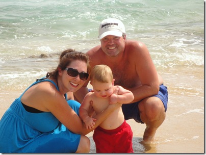 7.  Knox, Mommy and Daddy on the beach