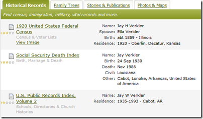 In Ancestry.com search results, they stacked the information