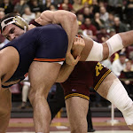 197: #12 Scott Schiller (Minnesota) dec #6 Mario Gonzalez (Illinois) 4-2. Photo by Mark Beshey.v
