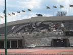 Mural on the outside of the stadium by Diego Rivera "La Universidad, la familia mexicana, la paz y la juventud deportista"