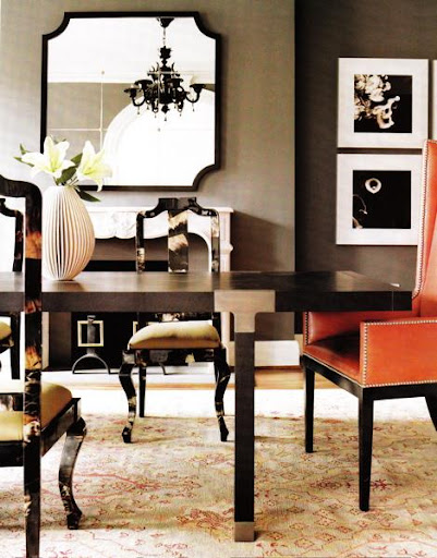 The marbled finish on these dining chairs incorporates multiple hues from the room. Remember that natural patterns often contain colors that can bring together brighter pieces. (www.decorpad.com) The marbled finish on these dining chairs incorporates multiple hues from the room. Remember that natural patterns often contain colors that can bring together brighter pieces. (www.decorpad.com)