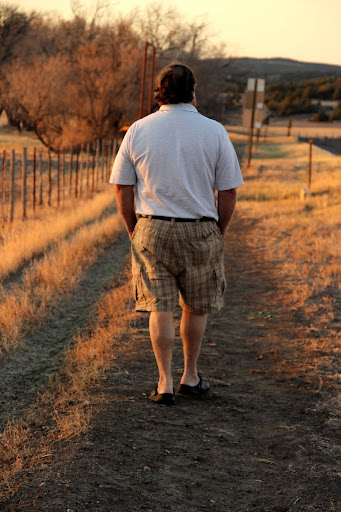 going for a walk at sunset