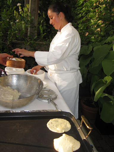 Handmade tortillas are made fresh for the party guests.
