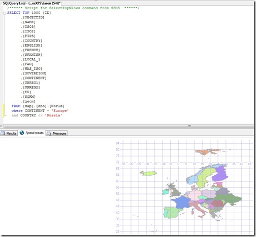 1 Filtered query for Europe