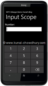 WP7.1 Demo - InputScope (Number) WP7.1 Demo - InputScope (Number)