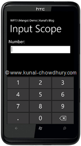 WP7.1 Demo - InputScope (Number)