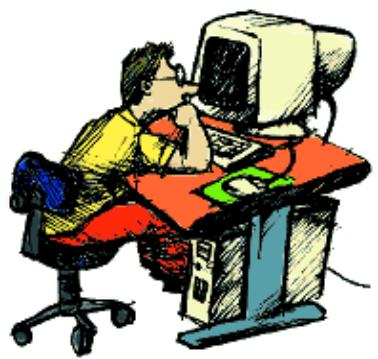 Homem olhando computador