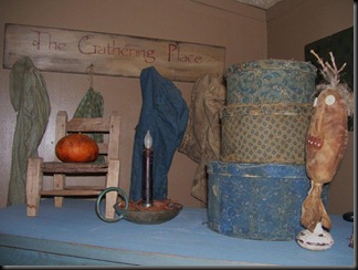top of blue cabinet