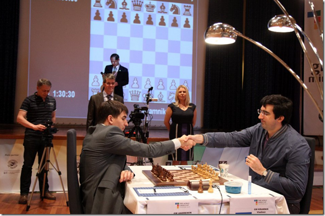 Kramnik vs Andreikin, Game 3 held yesterday, Final FIDE World Cup 2013, Tromso, Norway Kramnik vs Andreikin, Game 3 yesterday, Final WC 2013