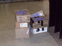 Boxes getting ready to be moved into the new high school