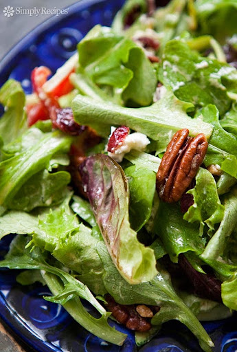 Mixed Green Salad with Pecans Goat Cheese Honey Mustard Vinaigrette