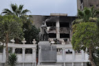 Burned out government buildings behind the Egypt Museum Courtyard