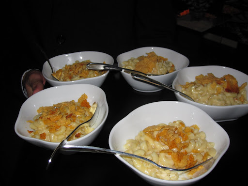 A close-up view of the Mac and Cheese that was served at the party.