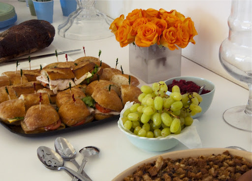 Main courses included a smoked turkey breast and turkey sandwiches.