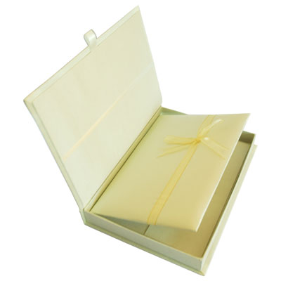 ivory wedding invitation box with book folios