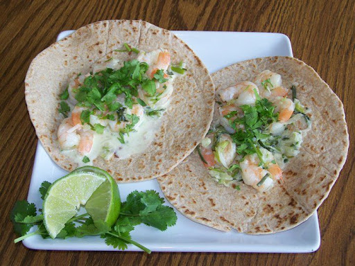 Becky served the shrimp in a cilantro cream sauce on tortillas. What a beautiful presentation!