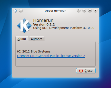 KDE Homerun Launcher 0.2.2 - info