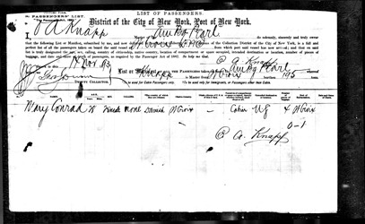 New York Passenger Lists, 1893-Mary Conrad New York Passenger Lists, 1893-Mary Conrad