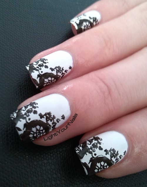 black and white stamping nail art black and white stamping nail art